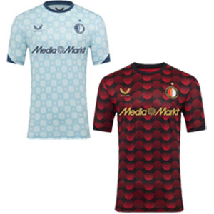 Feyenoord pre-match shirt 2025/2026 lichtblauw en donkerrood